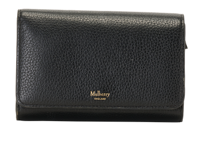Mulberry Medium Continental French Purse, &pound;225, Accessories, Black, Leather, Front view